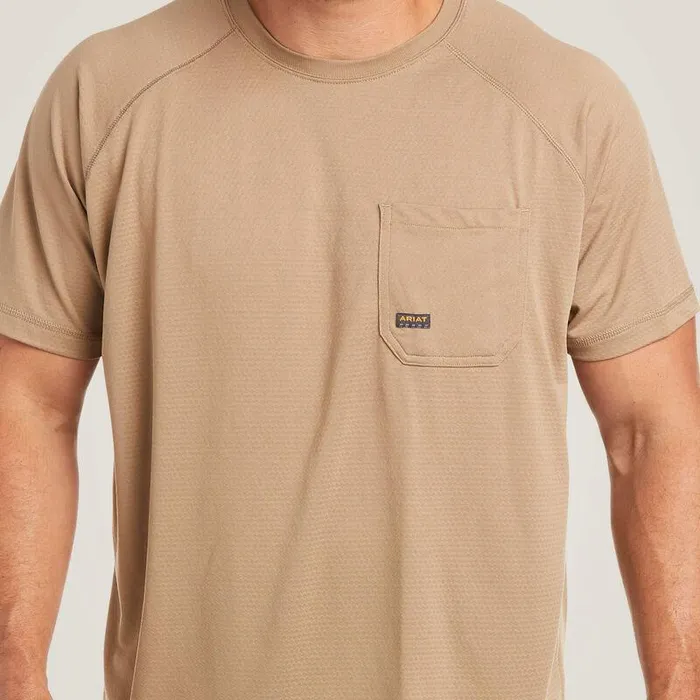 Men TShirts and Polos Ariat Rebar Heat Fighter TShirt Khaki