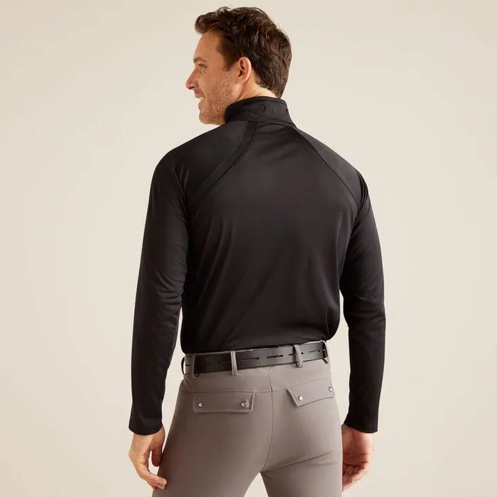 Men TShirts and Polos Ariat Sunstopper 30 14 Zip Baselayer Black