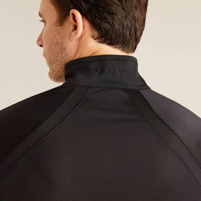 Men TShirts and Polos Ariat Sunstopper 30 14 Zip Baselayer Black