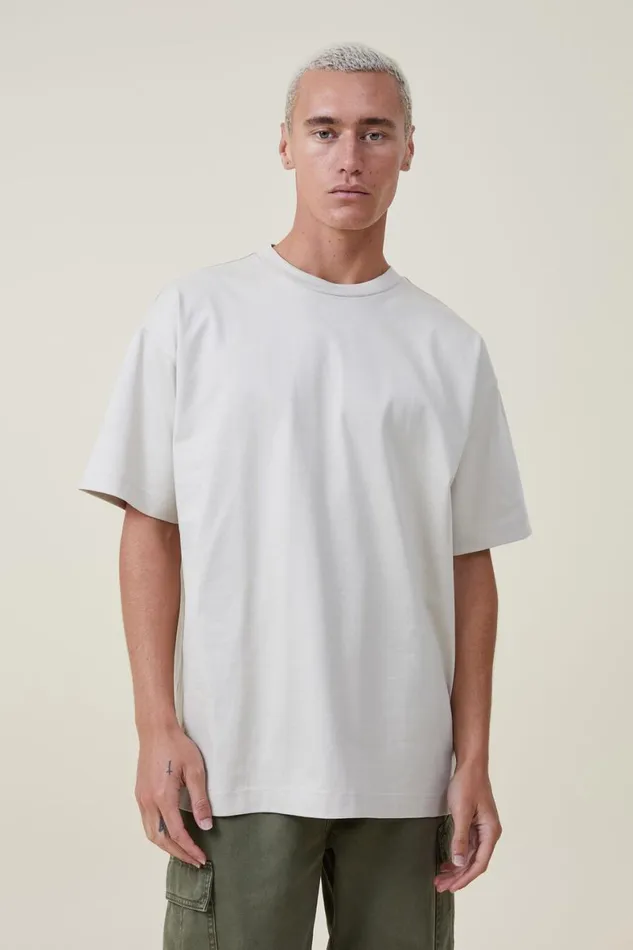 Men Tees and Tanks Cotton On Box Fit Plain TShirt Ivory