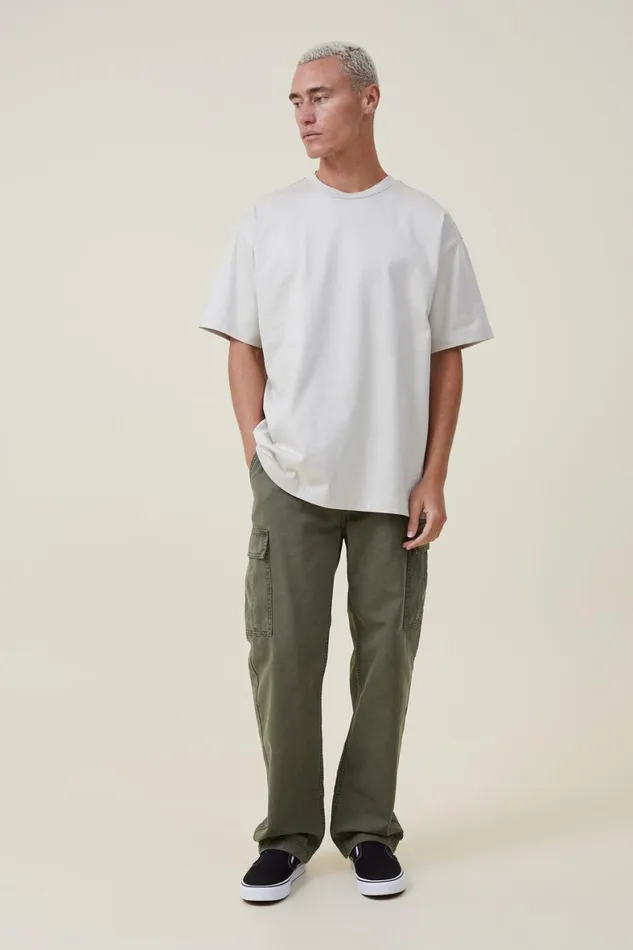 Men Tees and Tanks Cotton On Box Fit Plain TShirt Ivory
