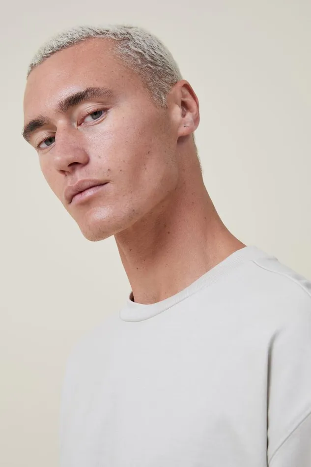 Men Tees and Tanks Cotton On Box Fit Plain TShirt Ivory