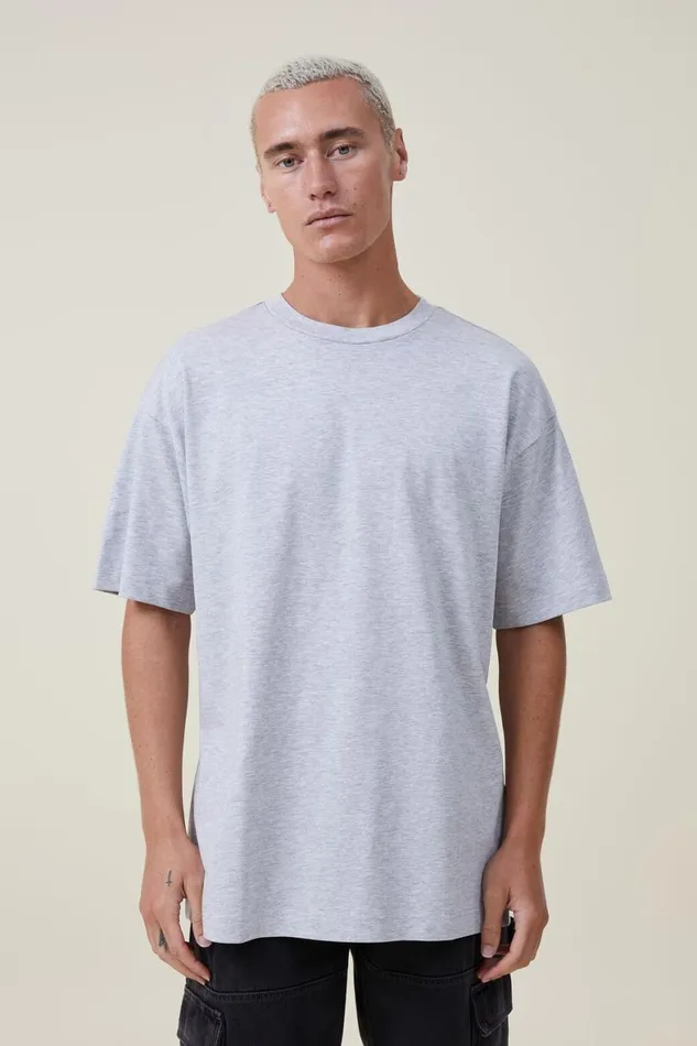 Men Tees and Tanks Cotton On Box Fit Plain TShirt Light Grey Marle