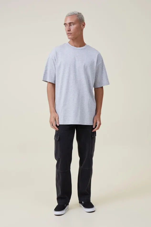 Men Tees and Tanks Cotton On Box Fit Plain TShirt Light Grey Marle