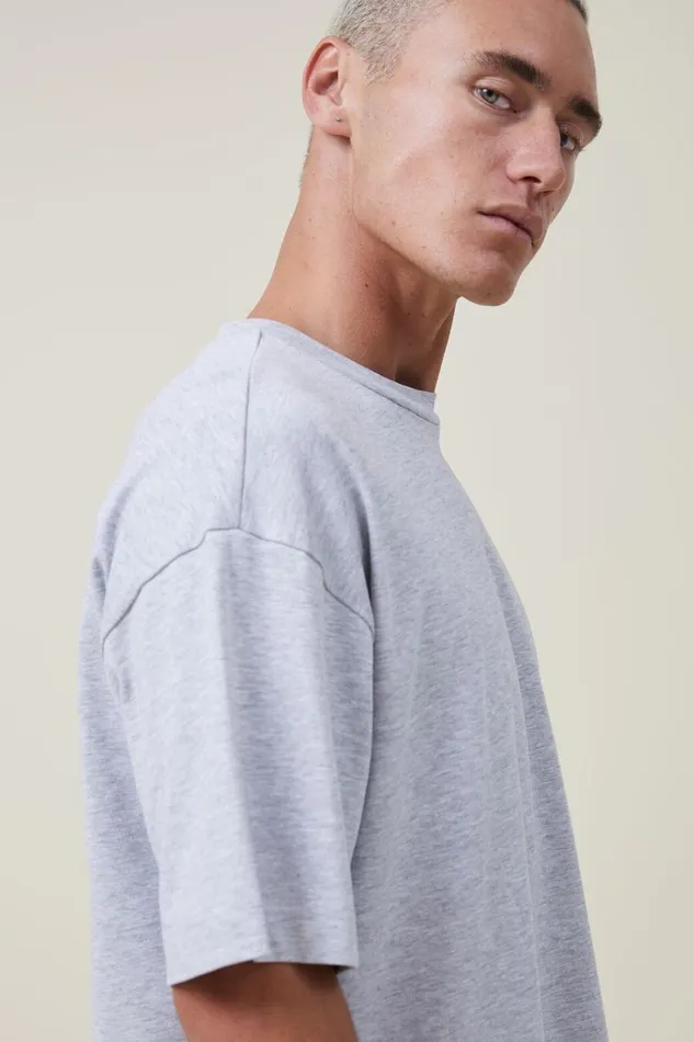 Men Tees and Tanks Cotton On Box Fit Plain TShirt Light Grey Marle