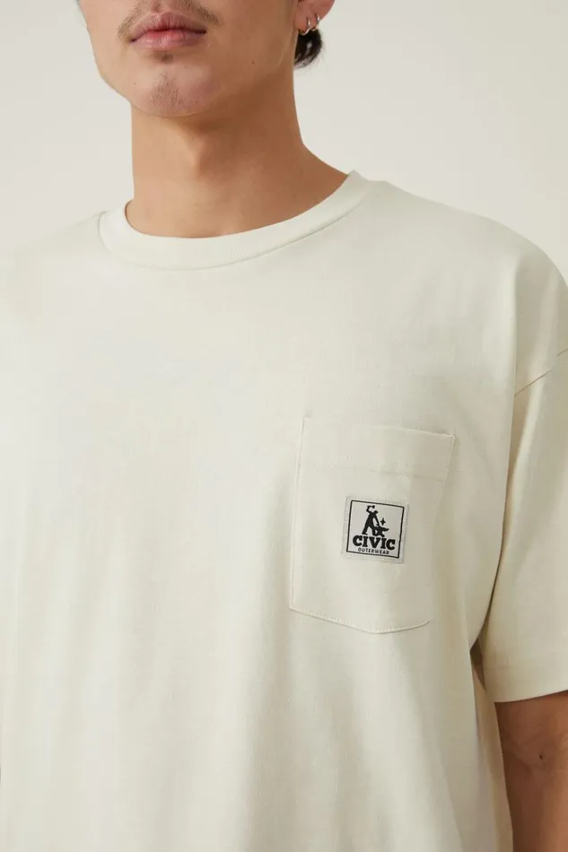 Men Tees and Tanks Cotton On Box Fit Pocket TShirt Ecrucivic Outerwear