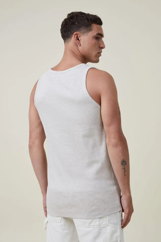 Men Tees and Tanks Cotton On Loose Fit Rib Tank Oatmeal Marle