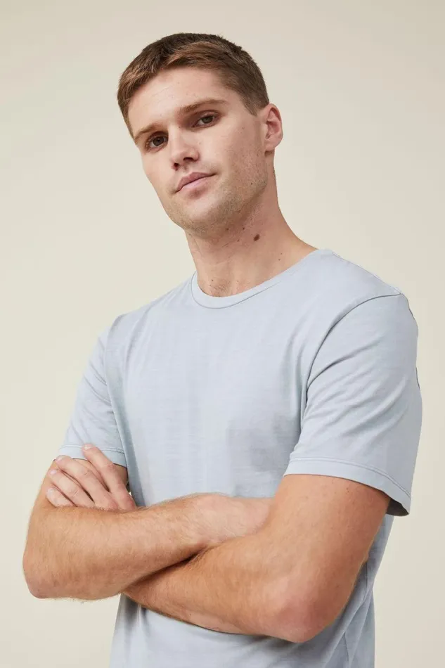 Men Tees and Tanks Cotton On Organic Regular Fit Crew TShirt Blue Haze