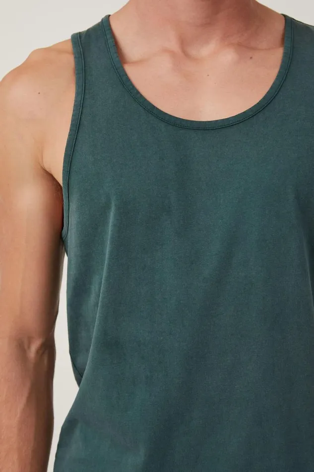 Men Tees and Tanks Cotton On Organic Tank Pine Needle Green