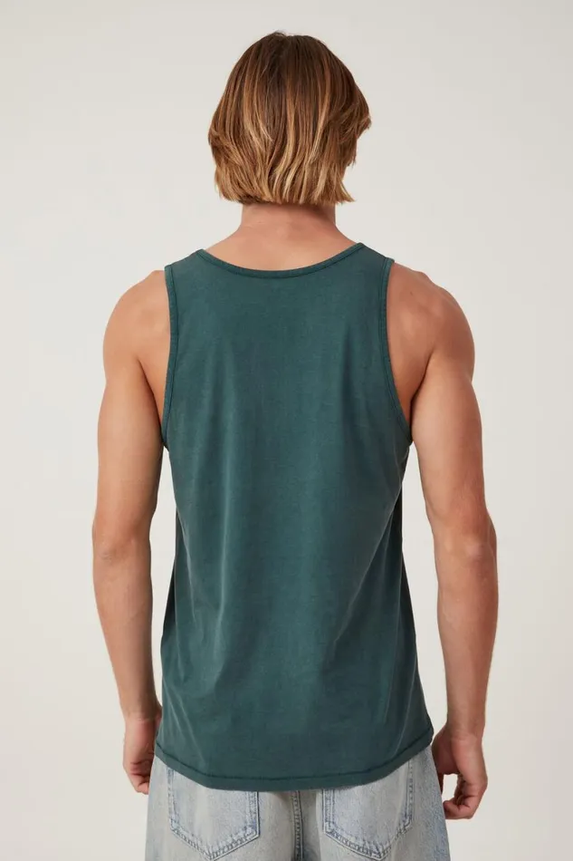 Men Tees and Tanks Cotton On Organic Tank Pine Needle Green