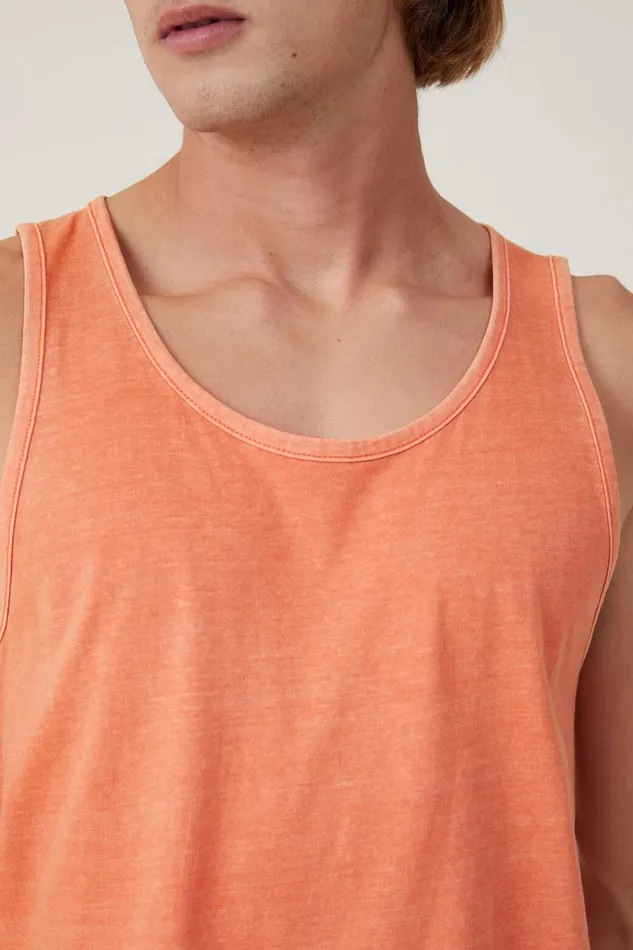 Men Tees and Tanks Cotton On Organic Tank Washed Orange