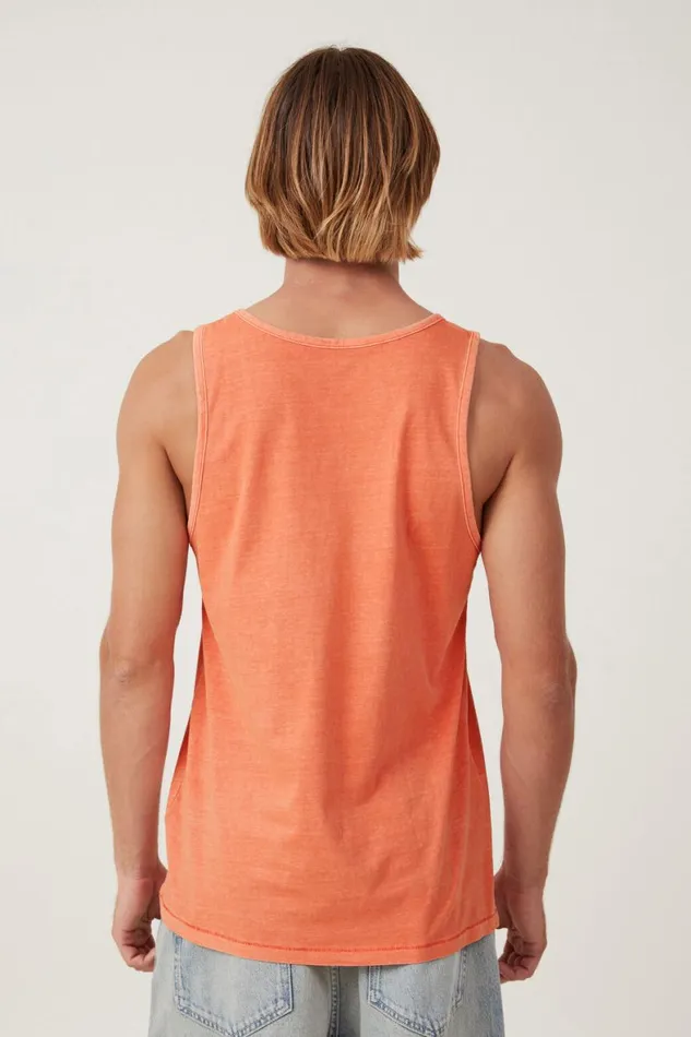 Men Tees and Tanks Cotton On Organic Tank Washed Orange
