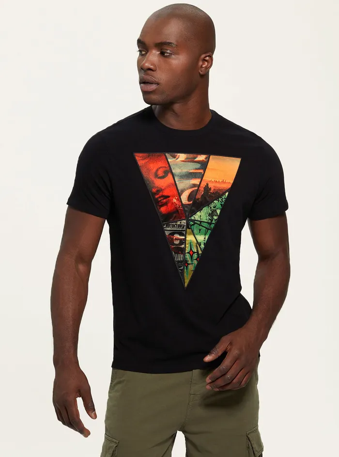 Men Tees and Tanks GUESS Black Spliced Tri Tshirt