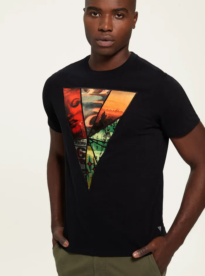 Men Tees and Tanks GUESS Black Spliced Tri Tshirt Men Tees and Tanks GUESS Black Spliced Tri Tshirt