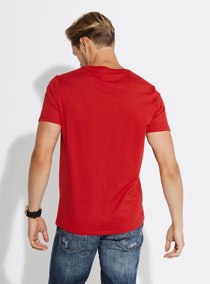 Men Tees and Tanks GUESS Dark Red Pima Logo Crew Neck Tee Men Tees and Tanks GUESS Dark Red Pima Logo Crew Neck Tee