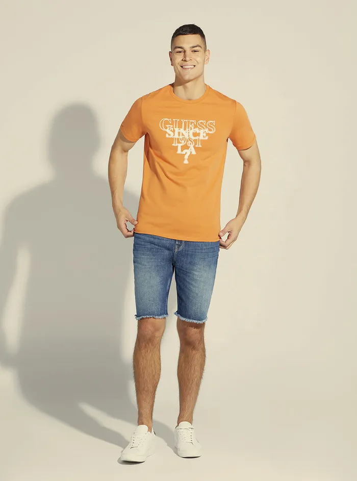 Men Tees and Tanks GUESS Saffron Peach Blurry Logo Tshirt