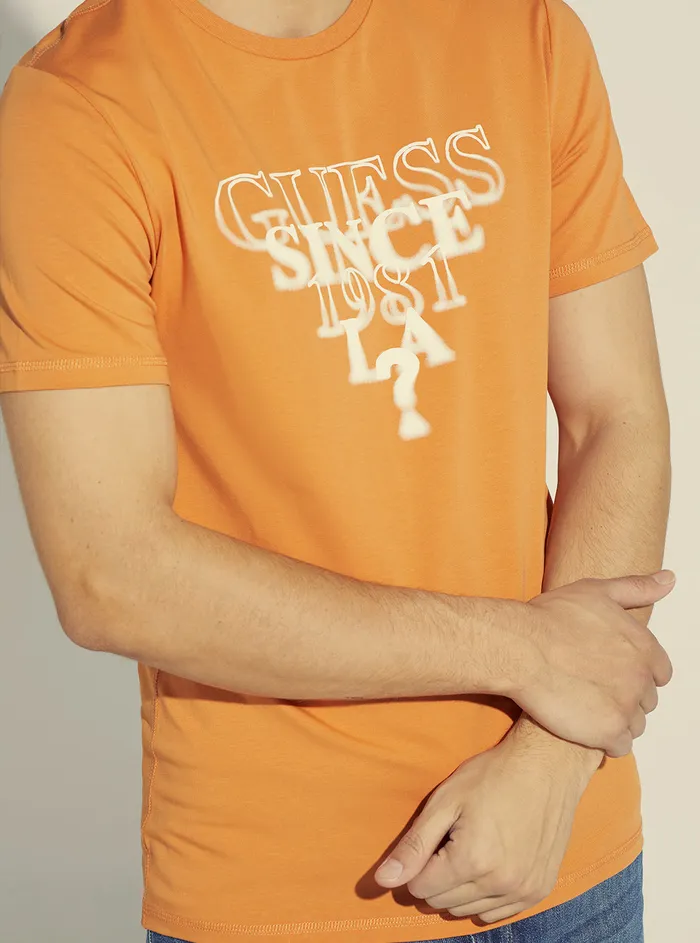 Men Tees and Tanks GUESS Saffron Peach Blurry Logo Tshirt