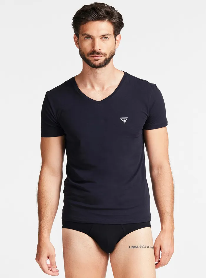 Men Underwear GUESS Black Caleb Hero Vneck Tshirt 2piece Set