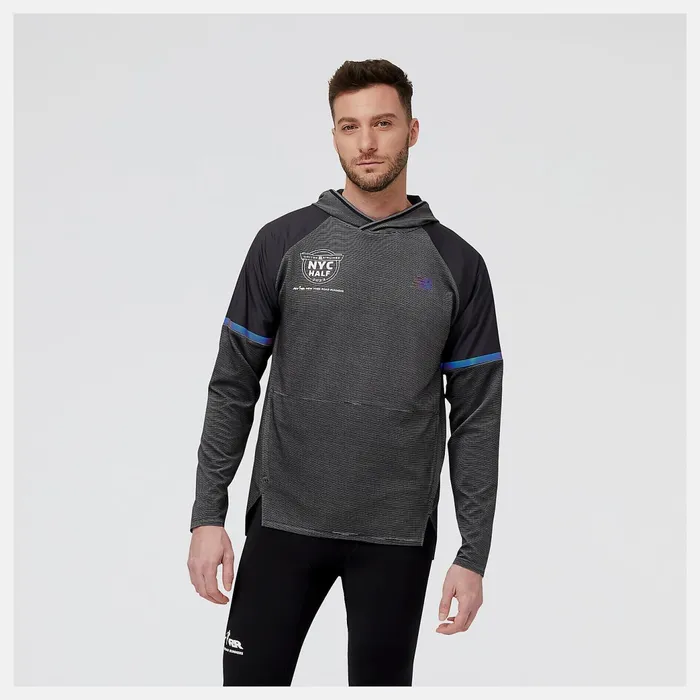 Men United Airlines NYC Half Q Speed Shift Hoodie Black New Balance Hoodies and Sweatshirts
