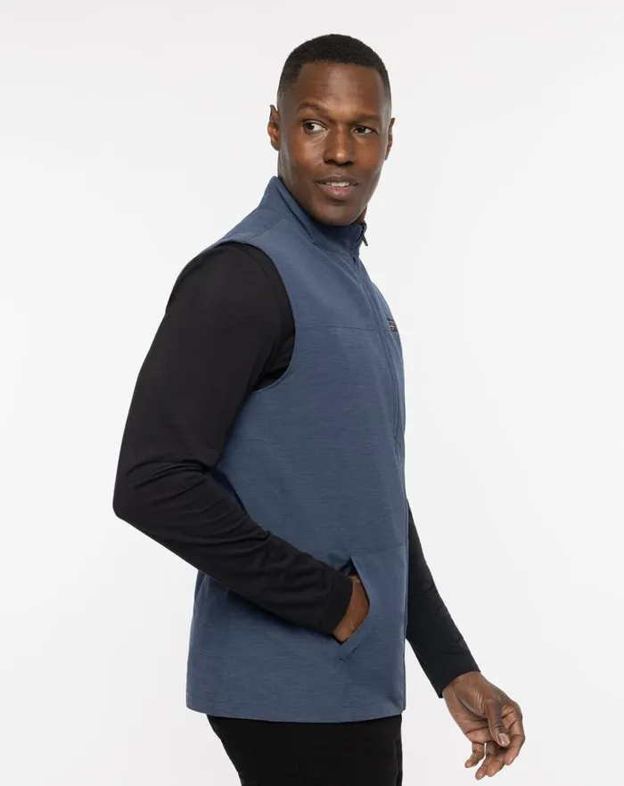 Men Vests TravisMathew TOP OF THE LINE VEST Heather Dress Blues