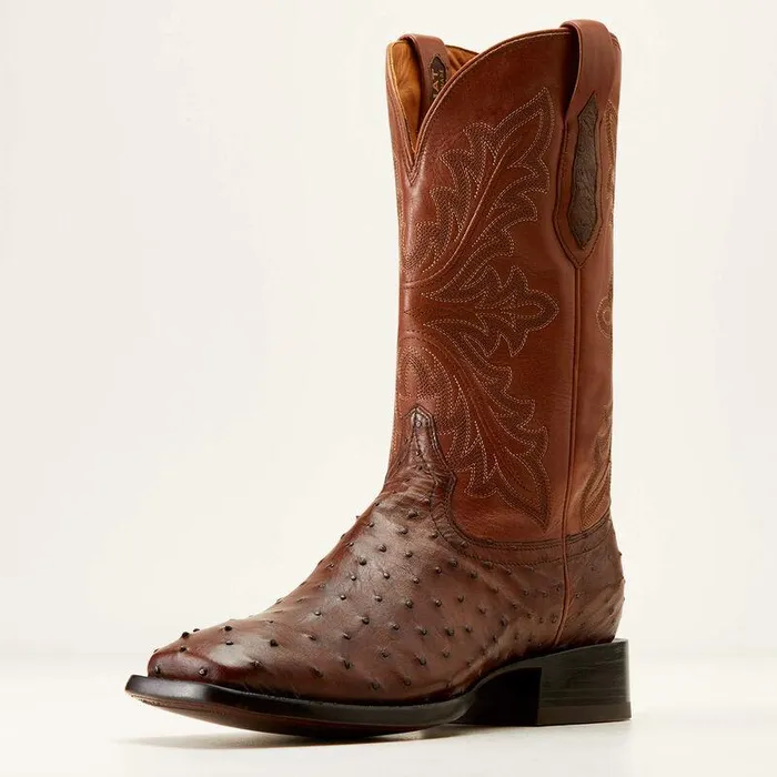 Men Western Boots Ariat Bench Made Bassett Western Boot Bourbon Full Quill Ostrich