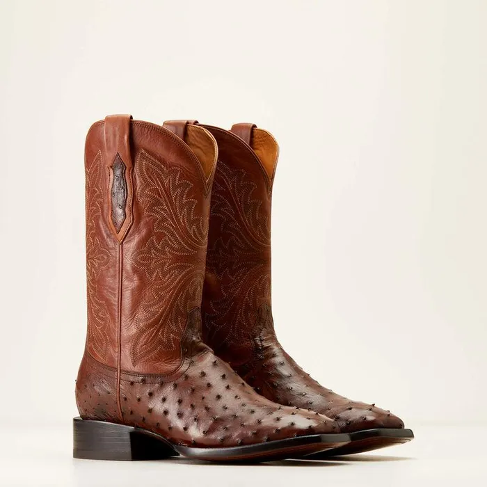 Men Western Boots Ariat Bench Made Bassett Western Boot Bourbon Full Quill Ostrich Men Western Boots Ariat Bench Made Bassett Western Boot Bourbon Full Quill Ostrich
