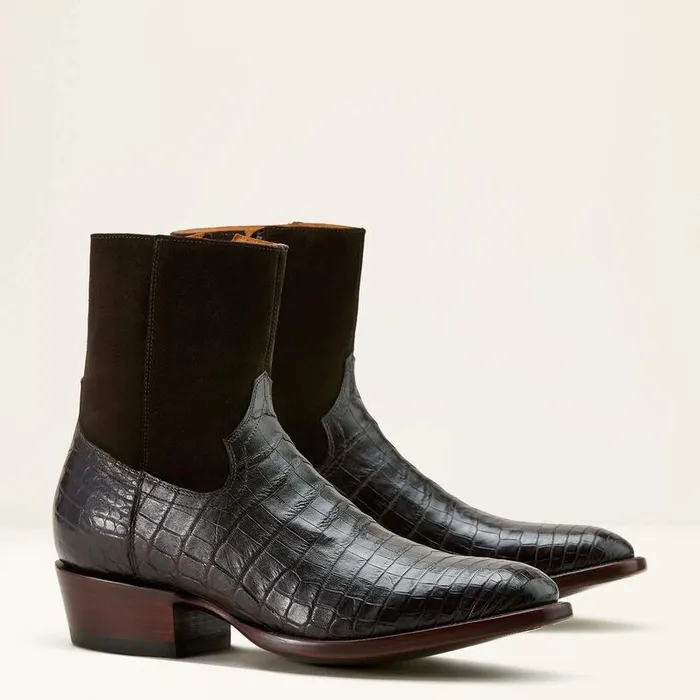 Men Western Boots Ariat Bench Made Brewer Western Boot Espresso Nile Crocdark Chocolate