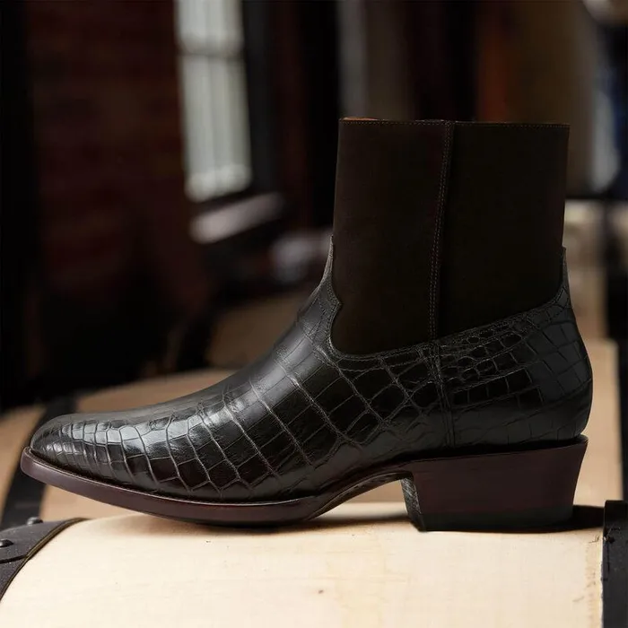 Men Western Boots Ariat Bench Made Brewer Western Boot Espresso Nile Crocdark Chocolate