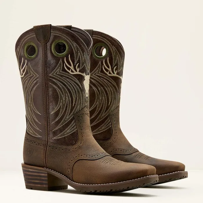 Men Western Boots Ariat Hybrid Roughstock Antler Cowboy Boot Wild Taupeespresso Men Western Boots Ariat Hybrid Roughstock Antler Cowboy Boot Wild Taupeespresso
