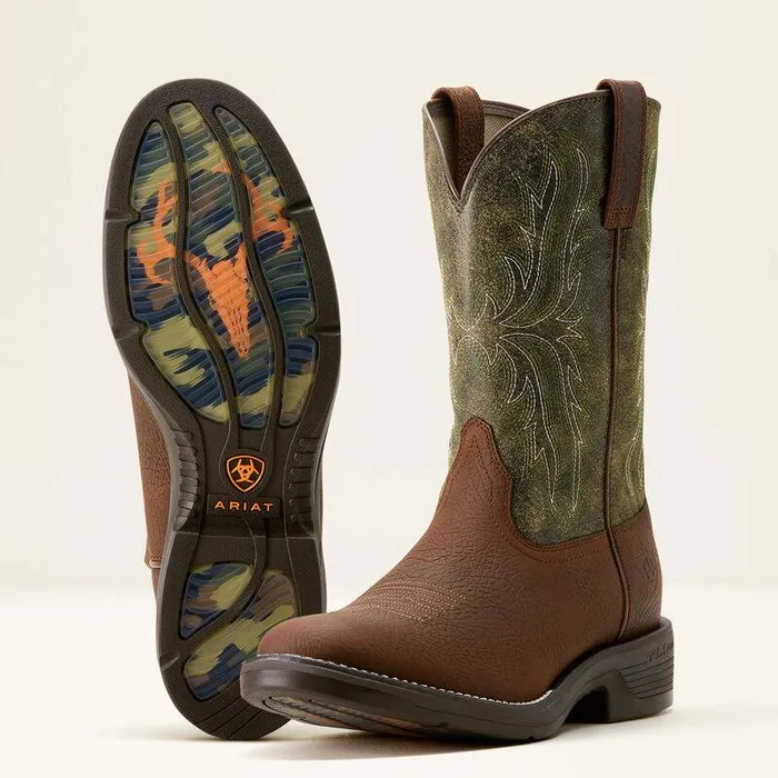 Men Western Boots Ariat Ridgeback Round Toe Cowboy Boot Toffee Brownmoss Green