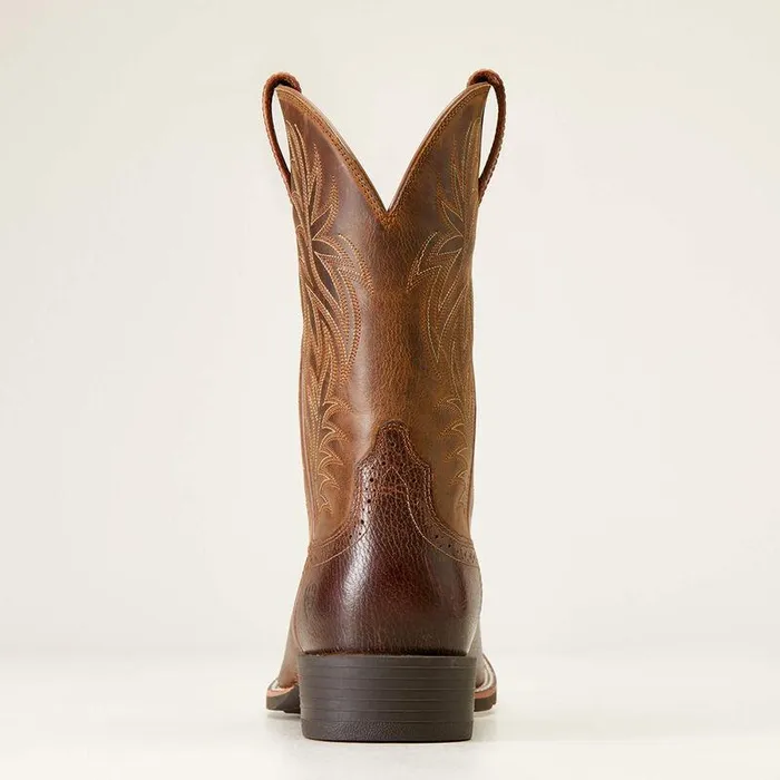 Men Western Boots Ariat Sport Wide Square Toe Cowboy Boot Fiddle Brown