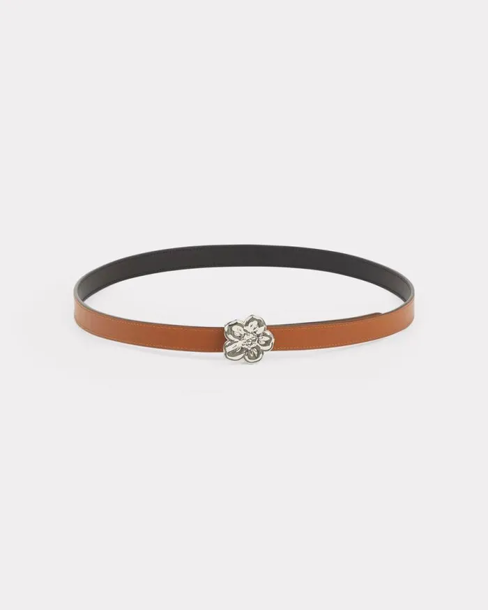 MenWomen 039Boke Flower039 Reversible Leather Belt Black Kenzo Belts