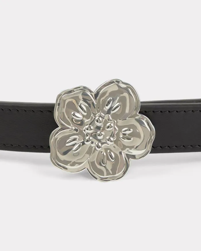 MenWomen 039Boke Flower039 Reversible Leather Belt Black Kenzo Belts
