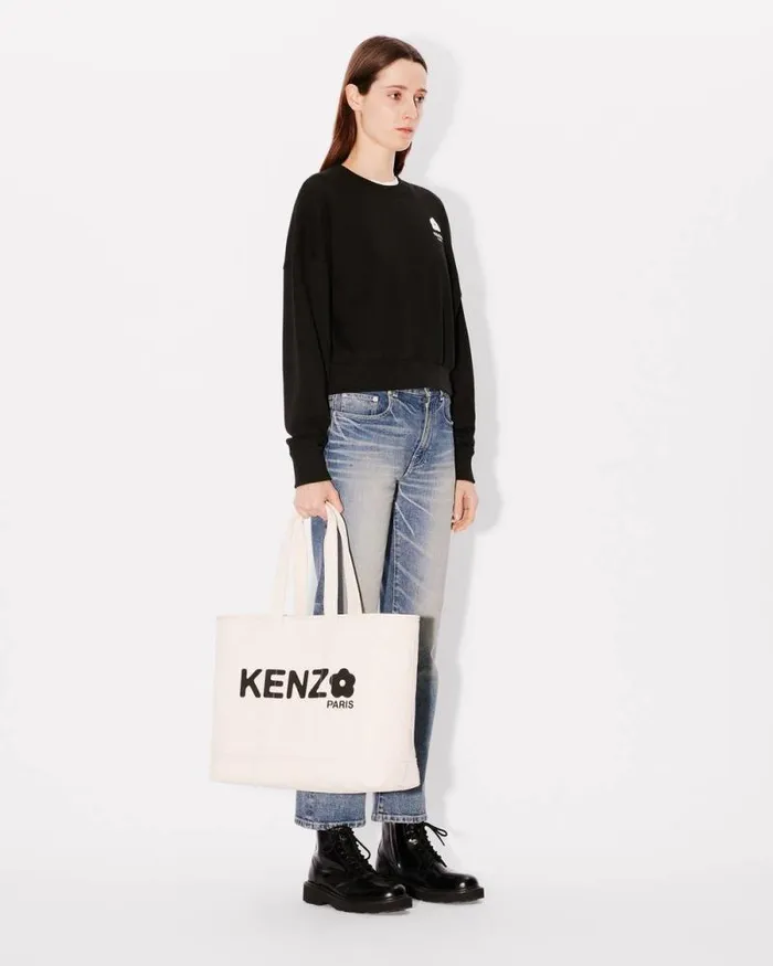 MenWomen 039Boke Flower 20039 Large Tote Bag In Canvas Ecru Kenzo Bags