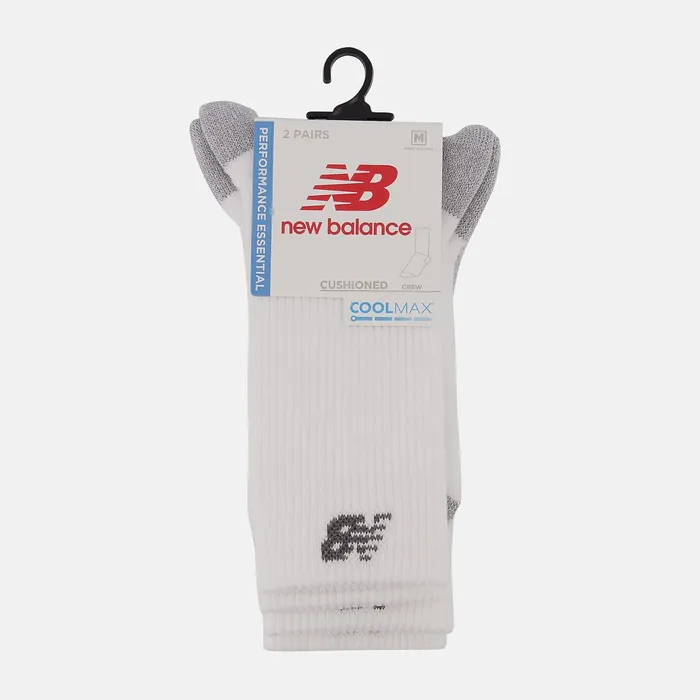MenWomen Coolmax Crew Socks 2 Pack White New Balance Socks MenWomen Coolmax Crew Socks 2 Pack White New Balance Socks