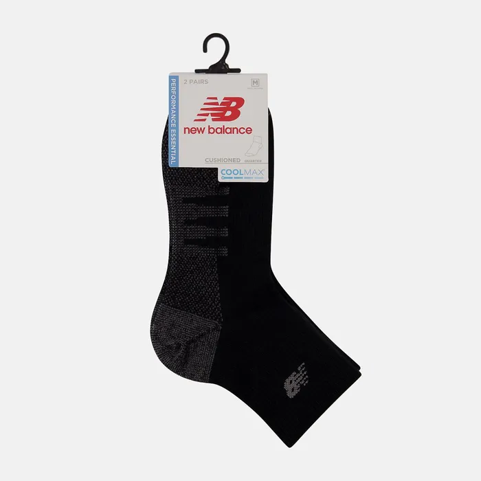 MenWomen Coolmax Quarter Socks 2 Pack Black New Balance Socks MenWomen Coolmax Quarter Socks 2 Pack Black New Balance Socks