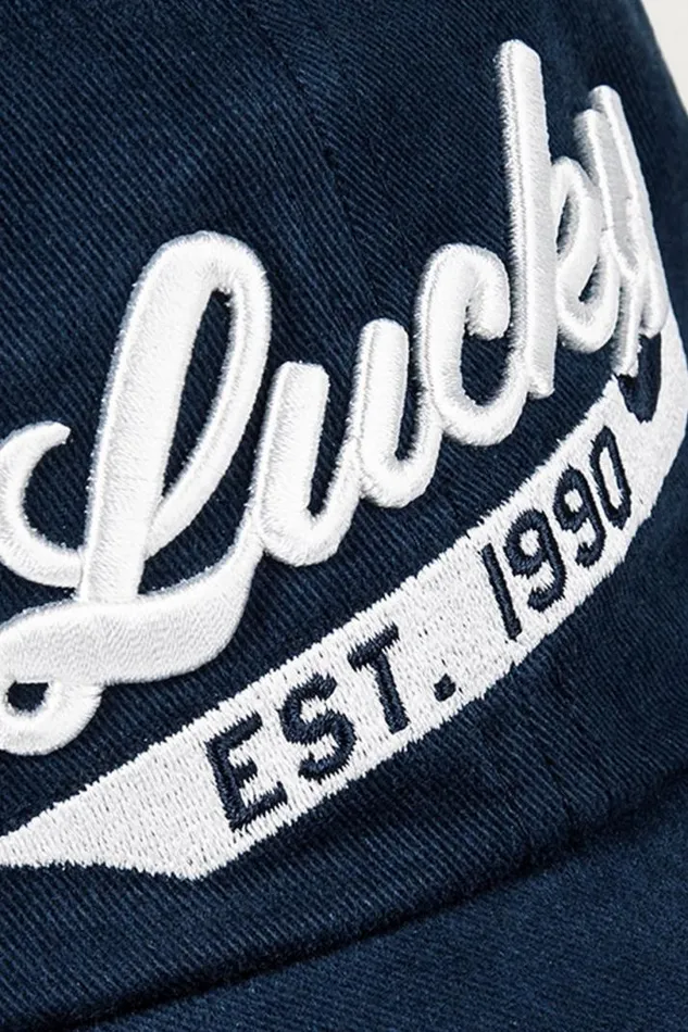 MenWomen Lucky Brand Hats Lucky 1990 Embroidered Dad Hat Dark Blue