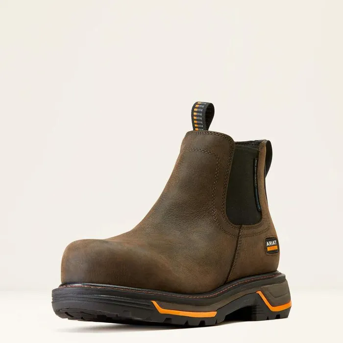Men Work Boots Ariat Big Rig Chelsea Waterproof Composite Toe Work Boot Iron Coffee