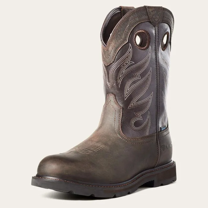 Men Work Boots Ariat Groundwork Waterproof Work Boot Dark Brown