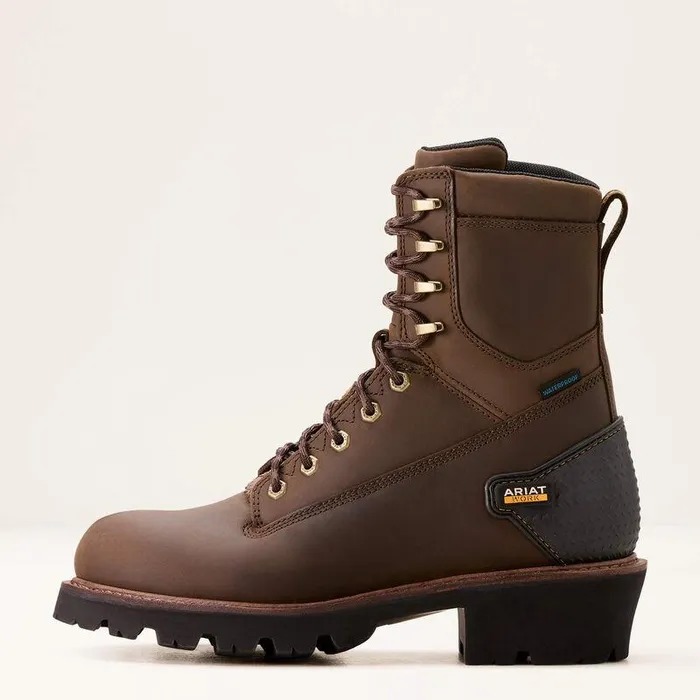 Men Work Boots Ariat Powerline 8quot Waterproof Work Boot Oily Distressed Brown
