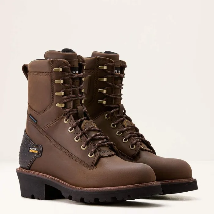 Men Work Boots Ariat Powerline 8quot Waterproof Work Boot Oily Distressed Brown