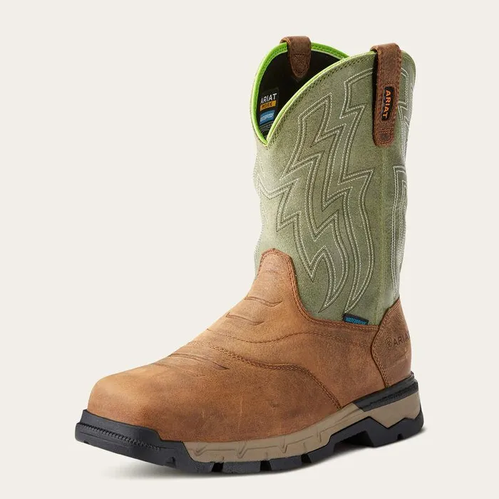 Men Work Boots Ariat Rebar Flex Western Waterproof Composite Toe Work Boot Rye Brown
