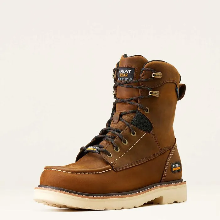 Men Work Boots Ariat Rebar Lift 8quot Waterproof Work Boot Distressed Brown