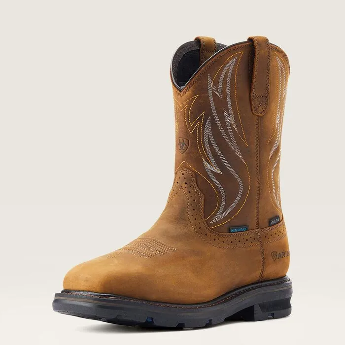 Men Work Boots Ariat Sierra Shock Shield Waterproof Steel Toe Work Boot Distressed Brown