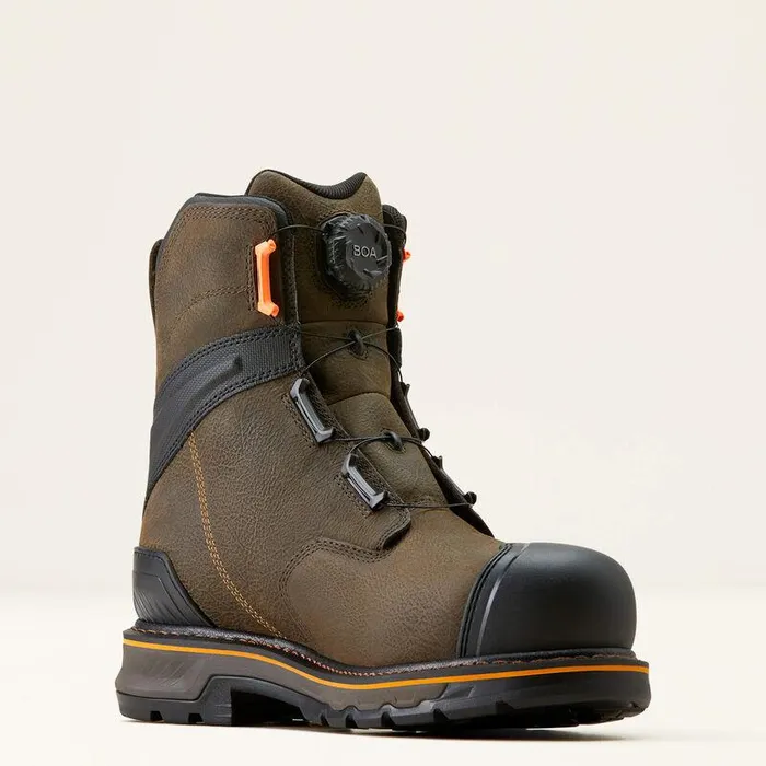Men Work Boots Ariat Stump Jumper 8quot BOA Waterproof Composite Toe Work Boot Iron Coffee