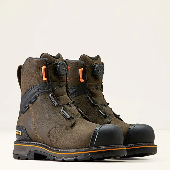 Men Work Boots Ariat Stump Jumper 8quot BOA Waterproof Composite Toe Work Boot Iron Coffee