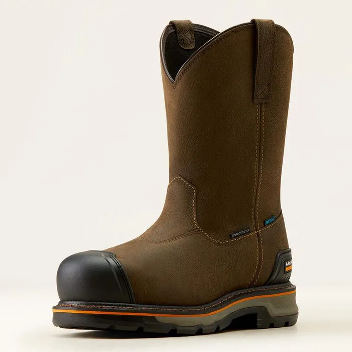 Men Work Boots Ariat Stump Jumper PullOn BOA Waterproof Composite Toe Work Boot Iron Coffee