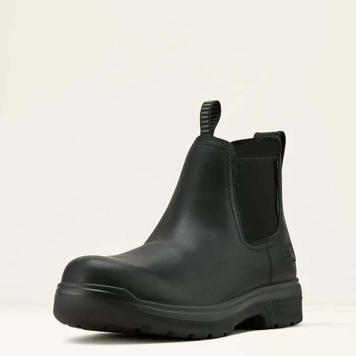Men Work Boots Ariat Turbo Chelsea CSA Waterproof Carbon Toe Work Boot All Black