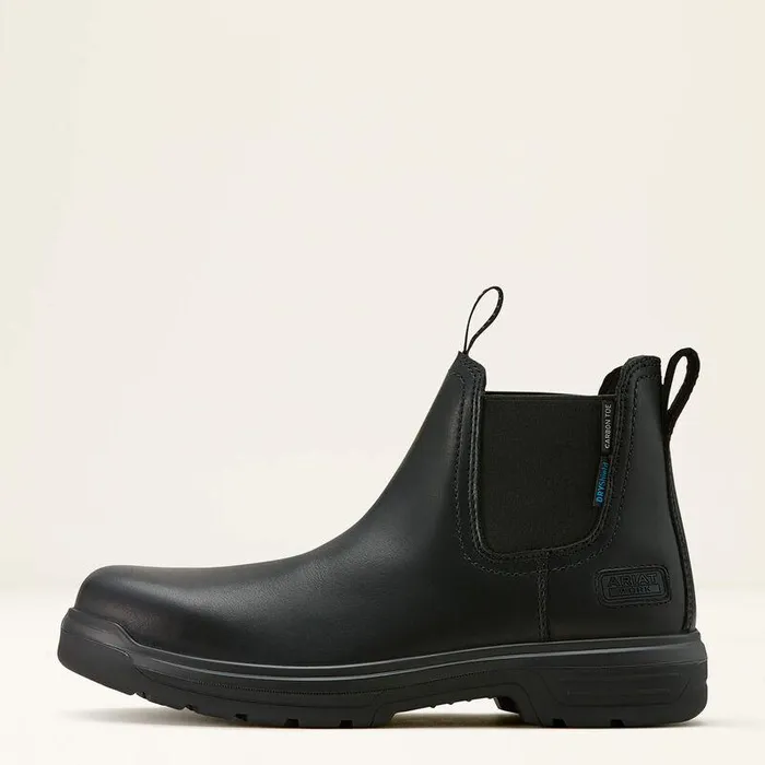 Men Work Boots Ariat Turbo Chelsea CSA Waterproof Carbon Toe Work Boot All Black