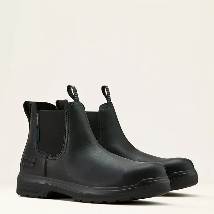 Men Work Boots Ariat Turbo Chelsea CSA Waterproof Carbon Toe Work Boot All Black
